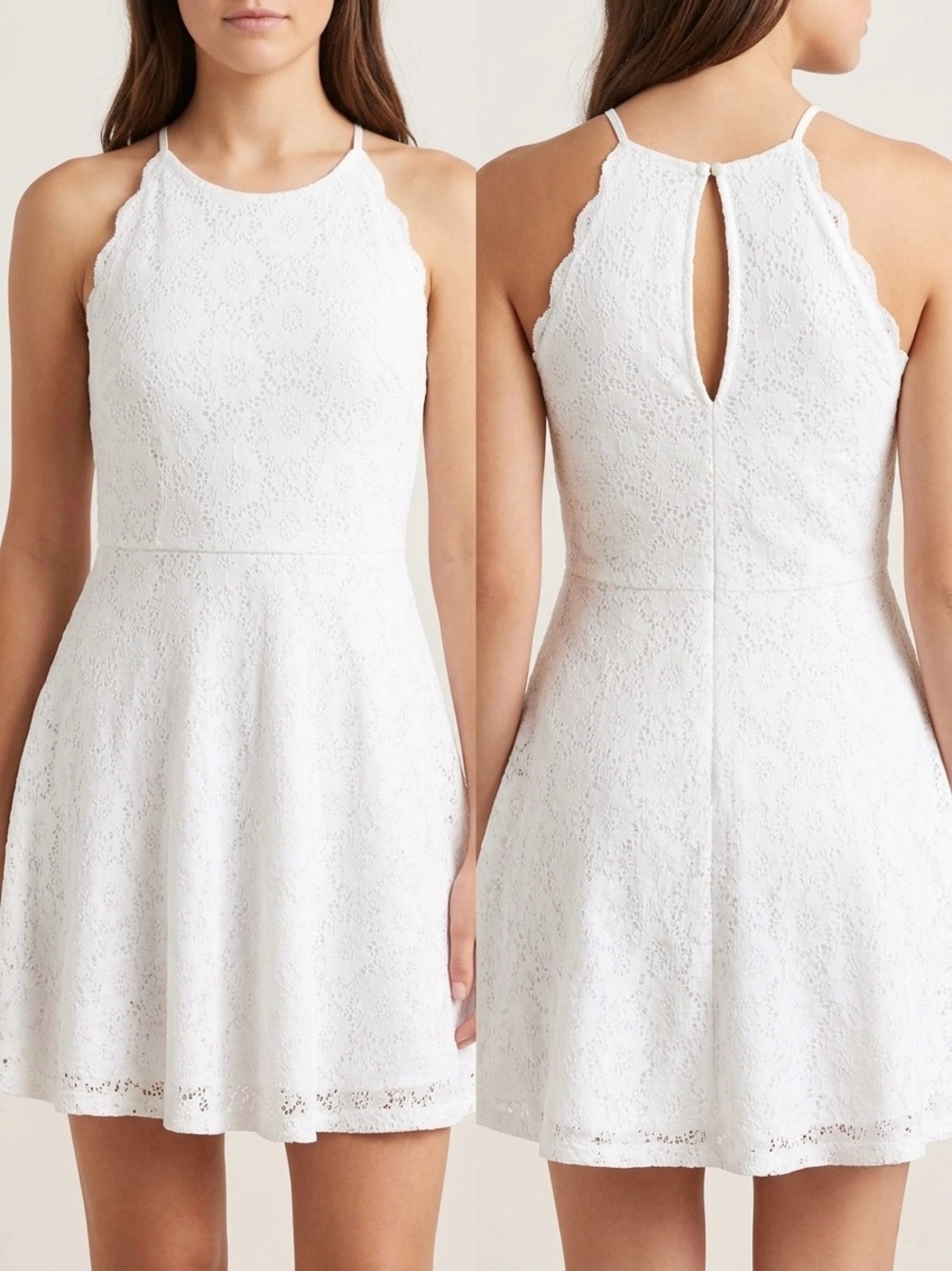 NOBO White Lace Halter Mini Dress
